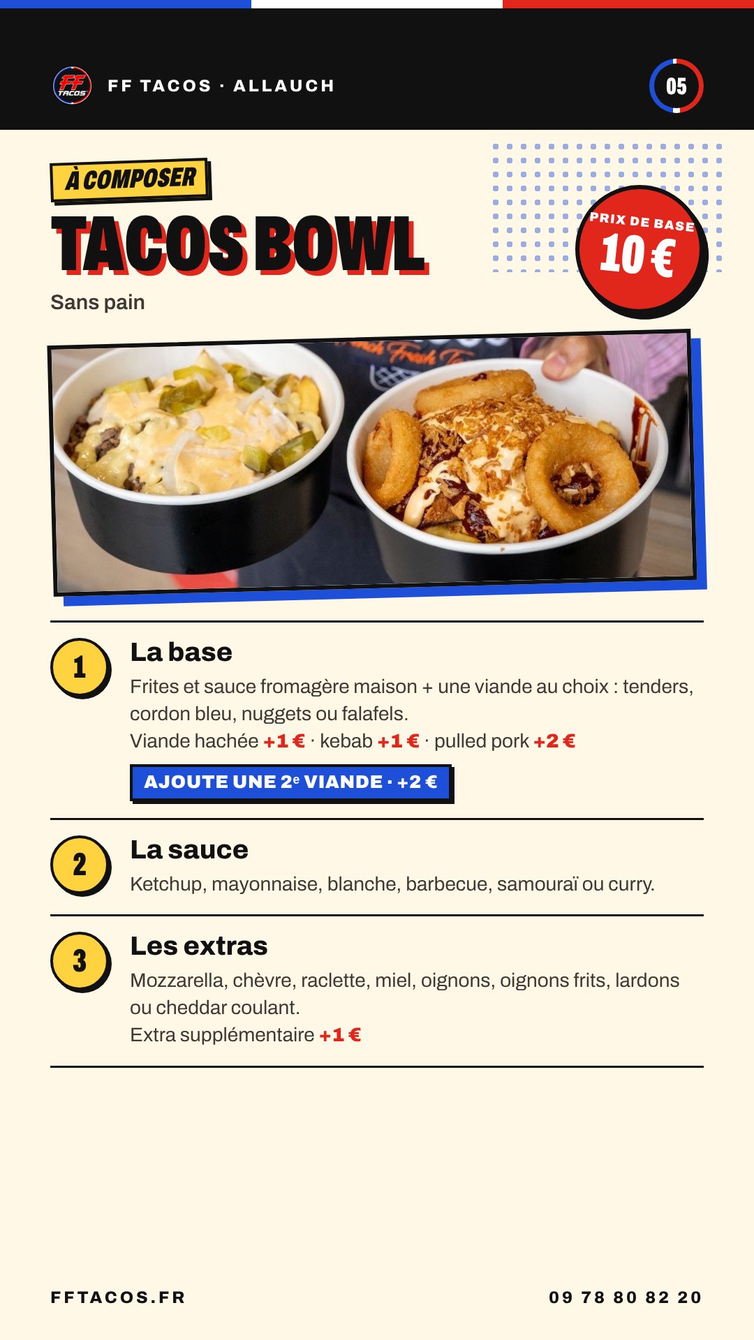 FF Tacos Allauch, Tacos bowl à composer