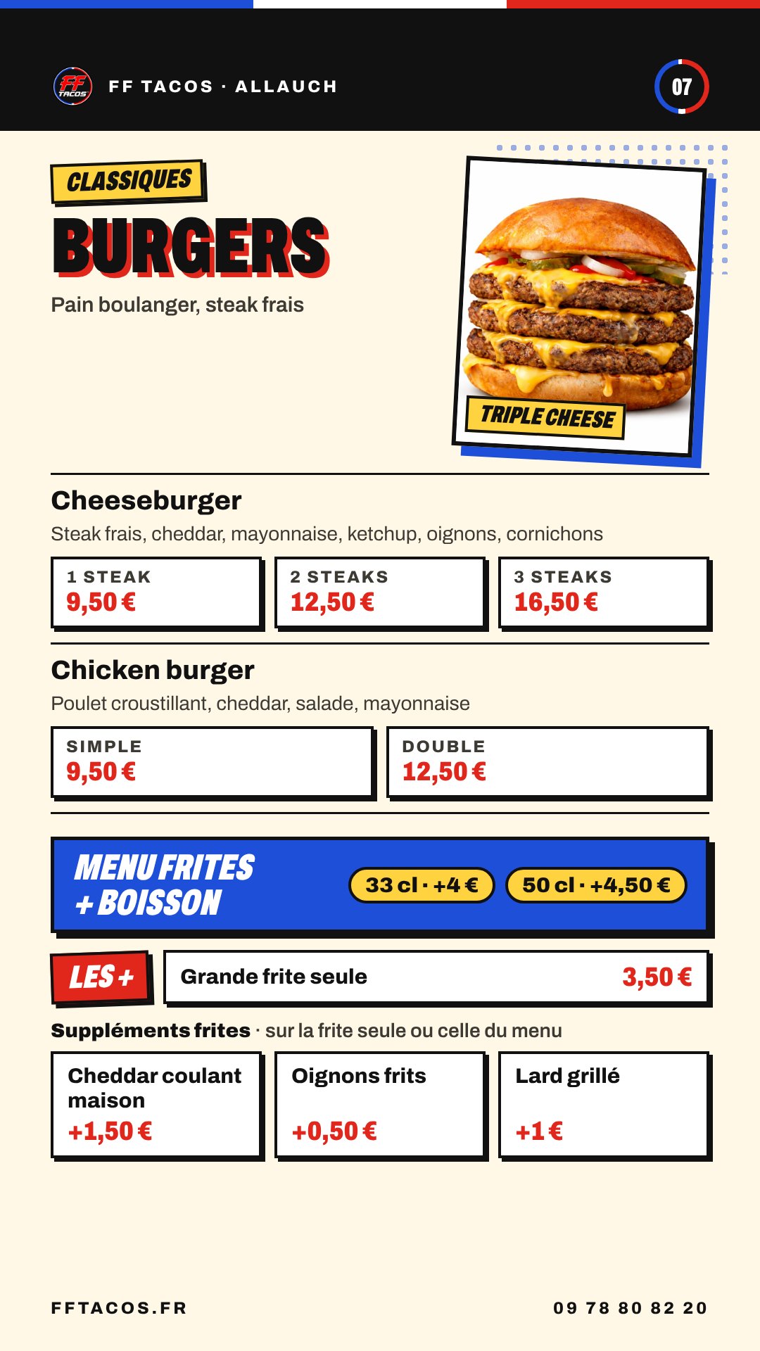 FF Tacos Allauch, Burgers classiques et les +