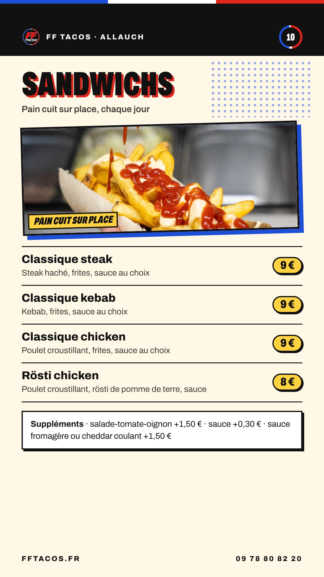 FF Tacos Allauch, Sandwichs