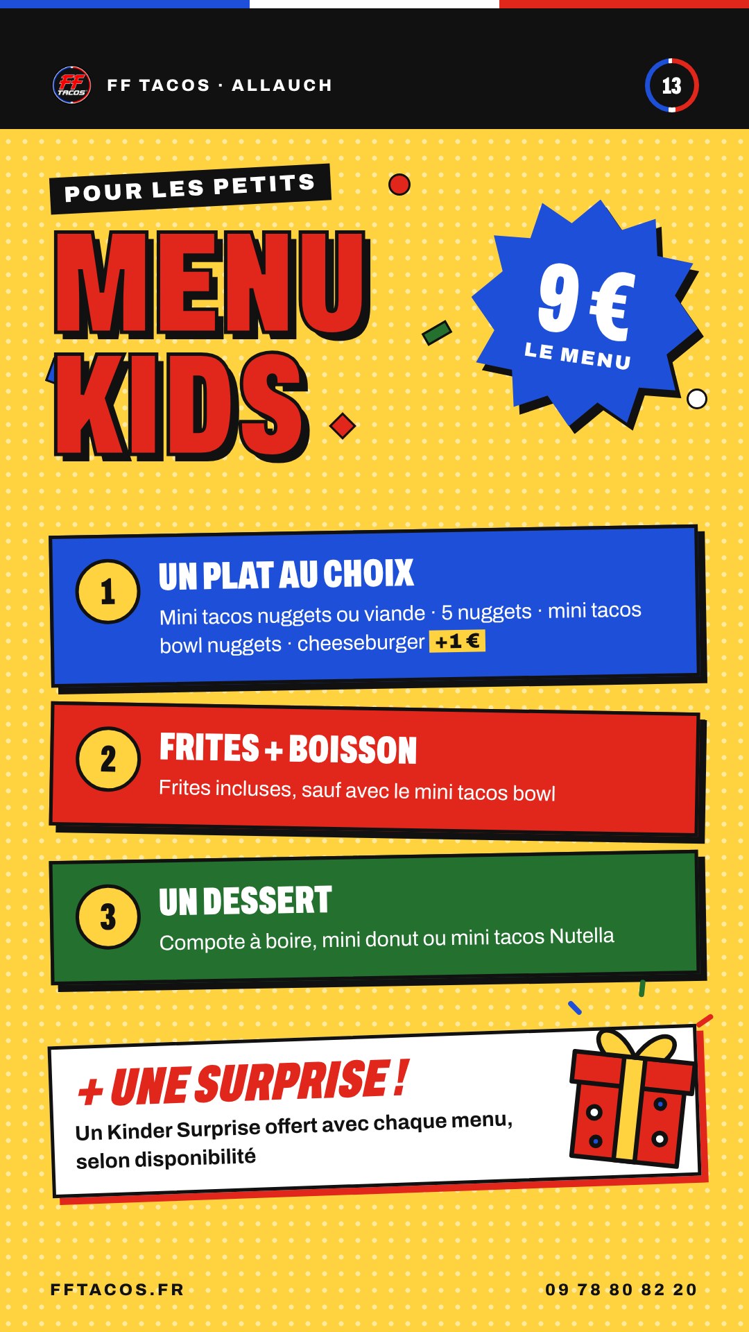 FF Tacos Allauch, Menu kids